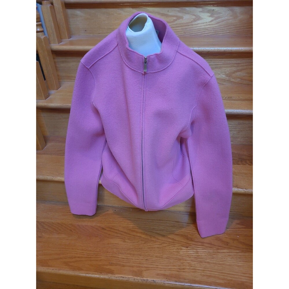 Jones New York Country Sz M Pink Zip-Up Sweater Jacket Wool Mix